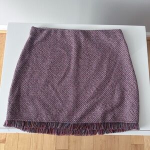 Zara Purple Textured Pencil Skirt with Fringe